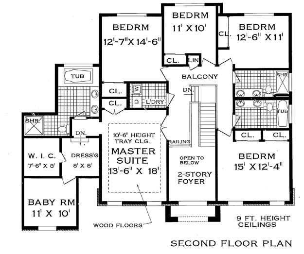 Second Floor Plan image of Grand Colonial 2902 House Plan